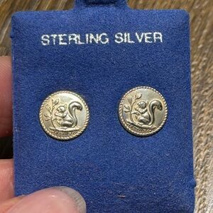 Sterling Silver Squirrel Button earrings new
